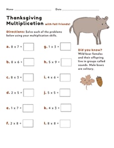 Thanksgiving Multiplication #2