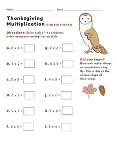 Thanksgiving Multiplication #4