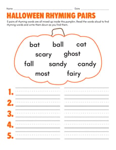 Halloween Rhyming Pairs