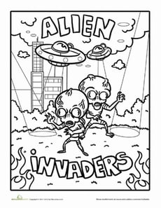 Alien Invaders Coloring Page