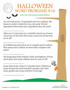 Halloween Word Problems #16