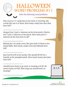 Halloween Word Problems #11