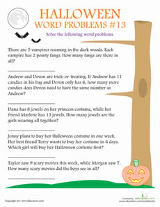 Halloween Word Problems #13