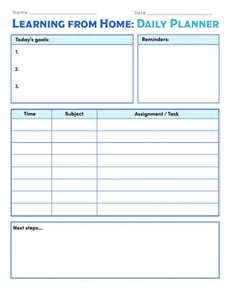 Learning From Home: Daily Planner