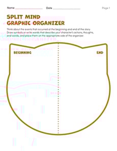 Character Study: Split Mind Graphic Organizer