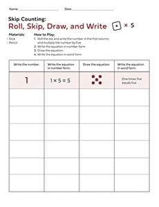 Skip Counting: Roll, Skip, Draw, and Write