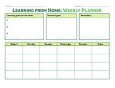 Learning From Home: Weekly Planner