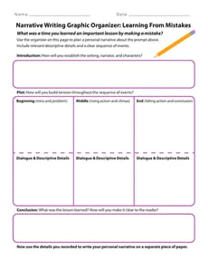 Narrative Writing Graphic Organizer: Learning From Mistakes