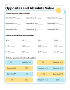 Opposites and Absolute Value