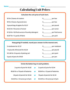 Calculating Unit Prices