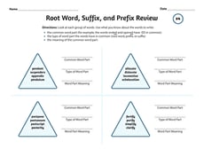 Root Word, Suffix, and Prefix Review #4
