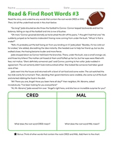 Read & Find Root Words #3