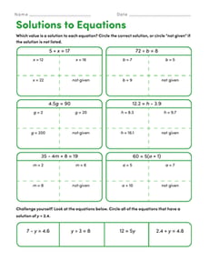 Solutions to Equations