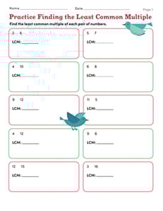 Practice Finding the Least Common Multiple