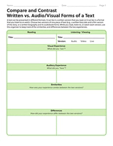 Compare and Contrast Written vs. Audio/Visual Forms of a Text