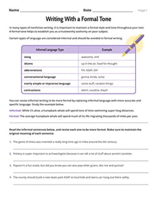 Writing With a Formal Tone