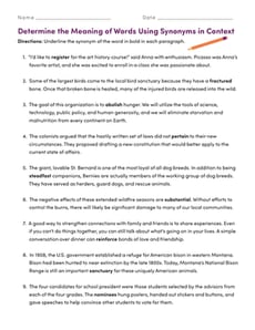 Determine the Meaning of Words Using Synonyms in Context