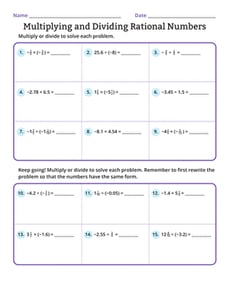Multiplying and Dividing Rational Numbers