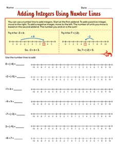 Adding Integers Using Number Lines