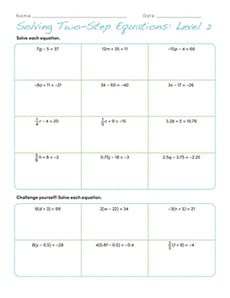 Solving Two-Step Equations: Level 2