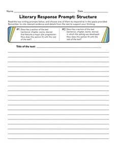 Literary Response Prompt: Structure