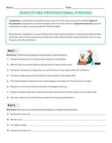 Identifying Prepositional Phrases