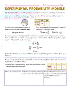 Experimental Probability Models 