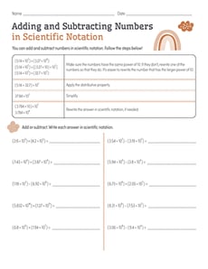 Adding and Subtracting Numbers in Scientific Notation 
