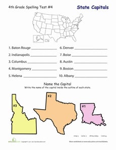 4th Grade Spelling Test: U.S. Capitals