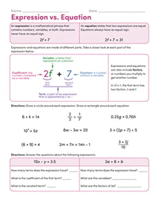 Expression vs. Equation