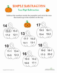 Simple Subtraction Pumpkins
