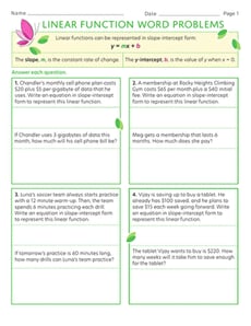 Linear Function Word Problems