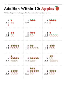Addition Within 10: Apples