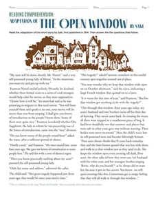 Reading Comprehension: The Open Window