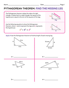 Pythagorean Theorem: Find the Missing Leg