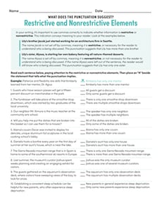 What Does the Punctuation Suggest? Restrictive and Nonrestrictive Elements
