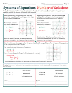 Systems of Equations: Number of Solutions