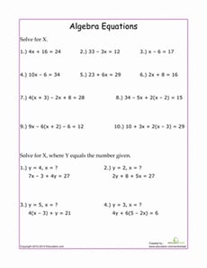 Algebra Equations