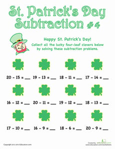 St. Patrick's Day Subtraction #4