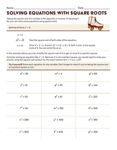 Solving Equations With Square Roots