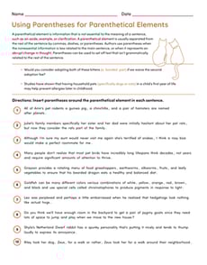 Using Parentheses for Parenthetical Elements