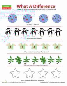 Preschool Math: Find the One That's Different