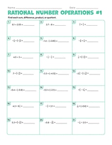 Rational Number Operations #1