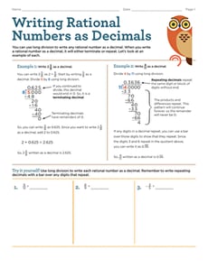 Writing Rational Numbers as Decimals
