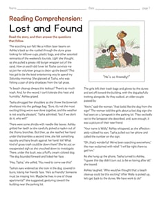 Reading Comprehension: Lost and Found