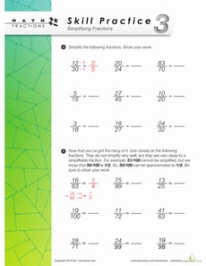 Skill Practice 3: Simplifying Fractions