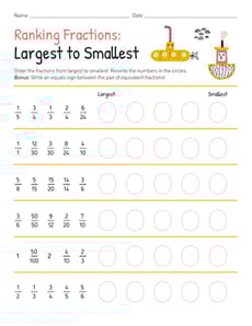 Practicing Fractions: Largest to Smallest