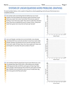 Systems of Linear Equations Word Problems: Graphing