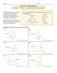 Acute Triangles: Find the Missing Base