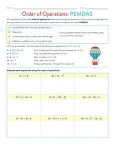 Order of Operations: PEMDAS